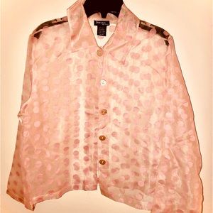 Sheer pink polka dot blouse